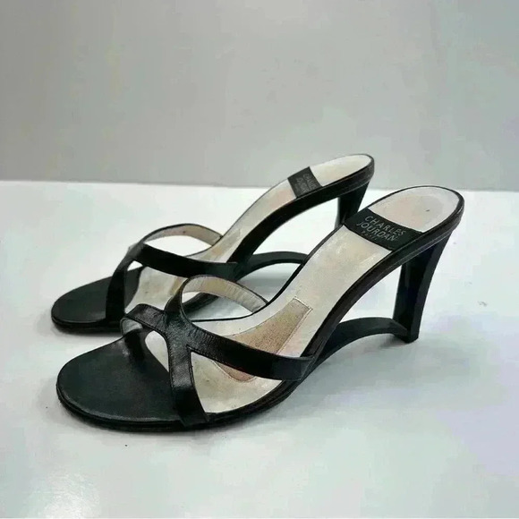 Charles Jourdan Paris Women’s Sandals Shoes Patent Heels Black Size 6 - Picture 2 of 9
